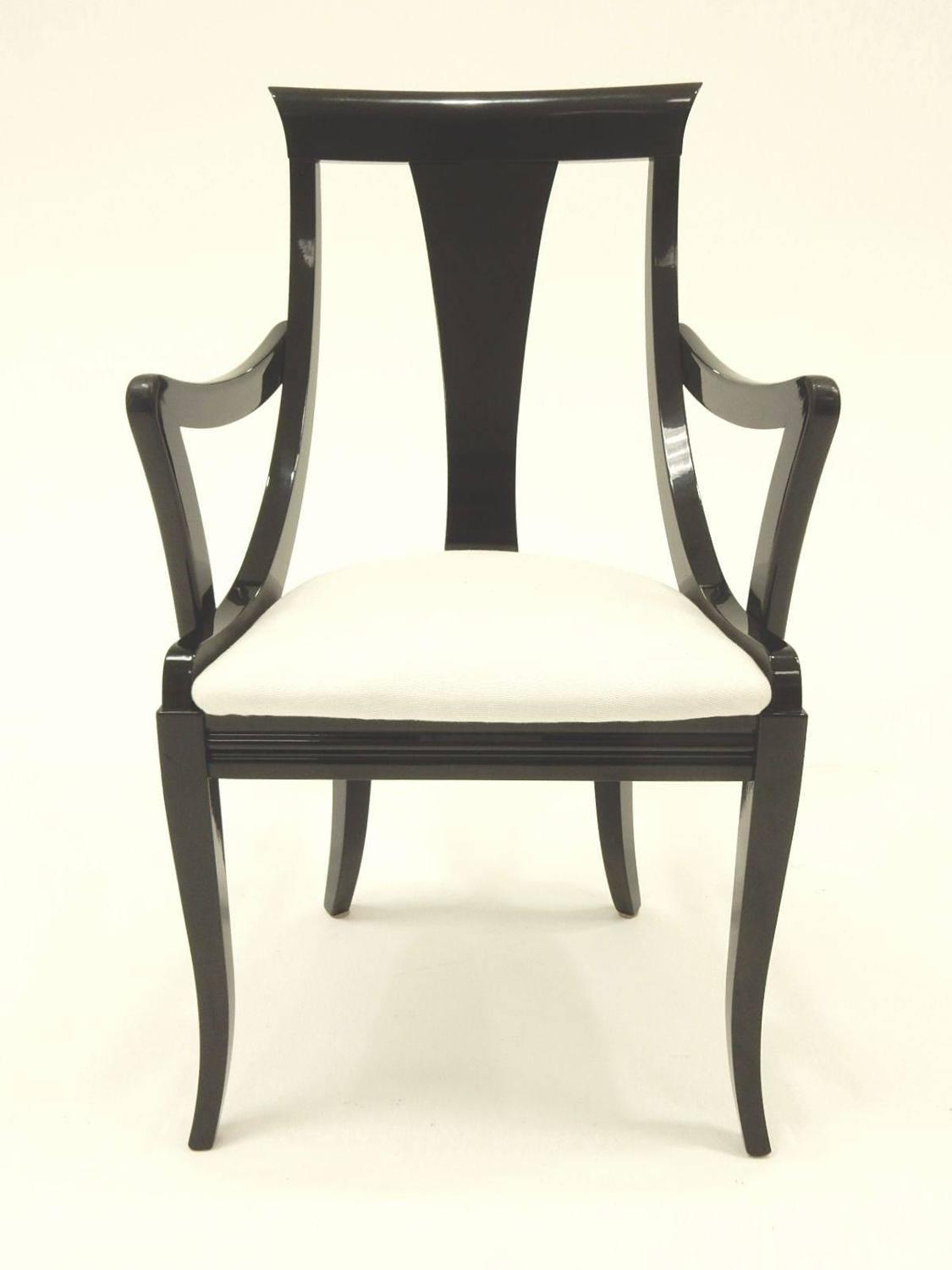 Sculptural Black Lacquer Dining Chairs by Pietro