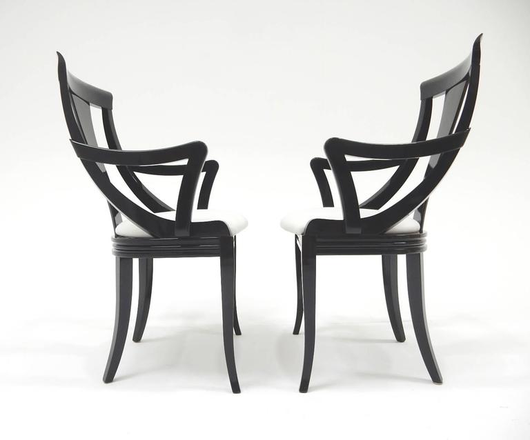 Sculptural Black Lacquer Dining Chairs by Pietro