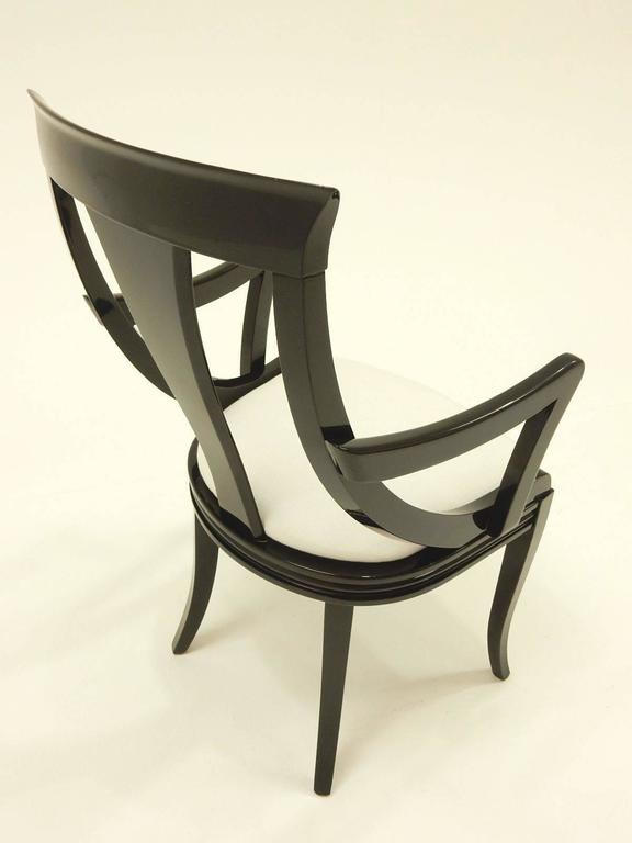 Sculptural Black Lacquer Dining Chairs by Pietro