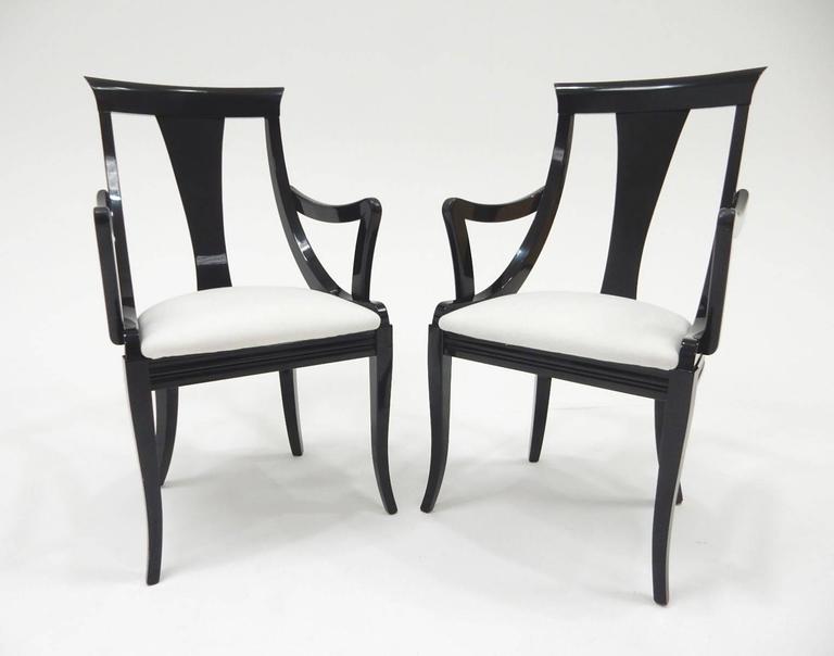 Sculptural Black Lacquer Dining Chairs by Pietro
