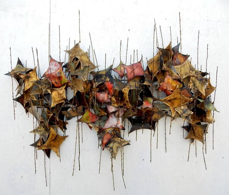 MidCentury Abstract Metal Art Wall Sculpture Attributed to Silas