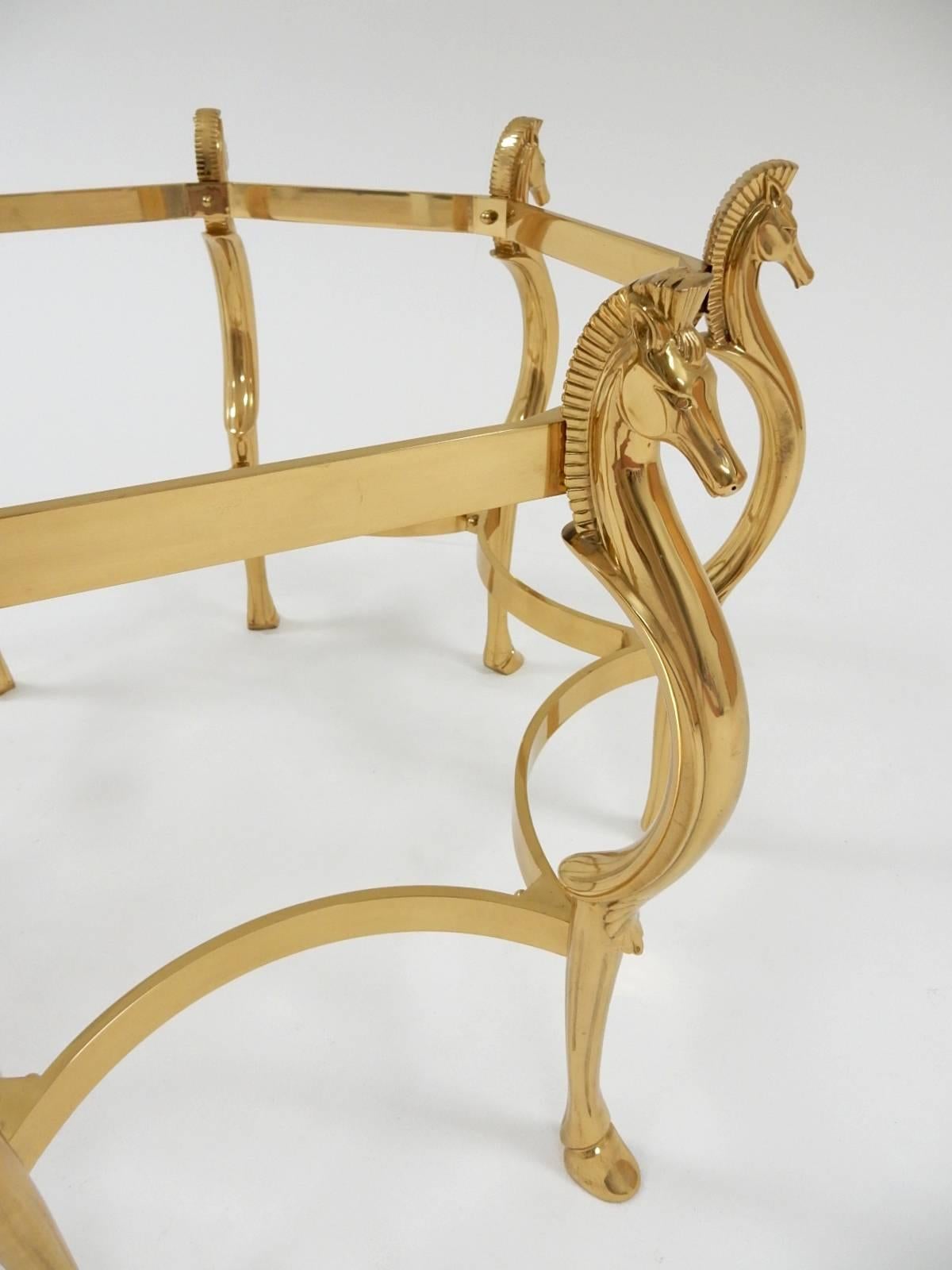 Regency Mid-Century Brass Cheval  Horse Dining Table Attributed to Maison Jansen 