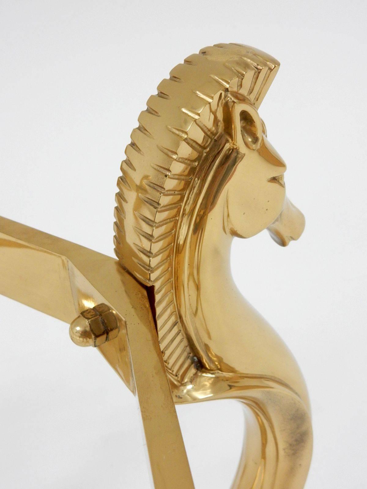 Mid-Century Brass Cheval  Horse Dining Table Attributed to Maison Jansen  In Good Condition In Las Vegas, NV