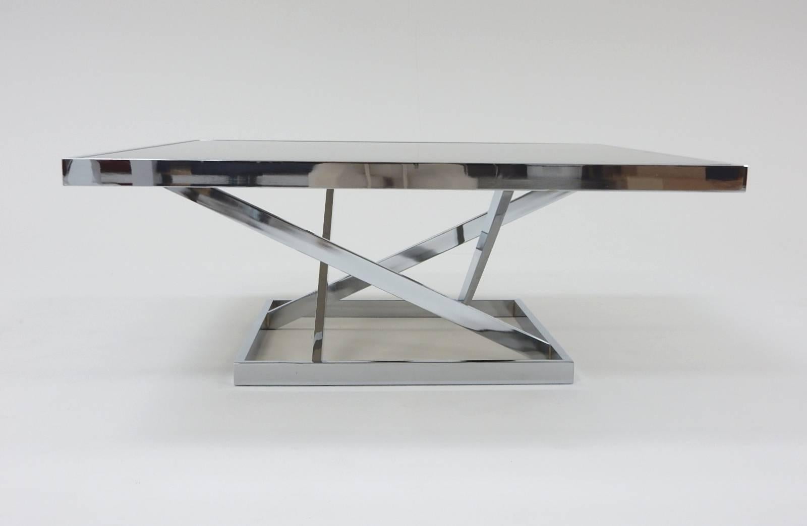 Mid-Century Modern 1970s Architectural Chrome Coffee Table in the stule of Milo Baughman by DIA