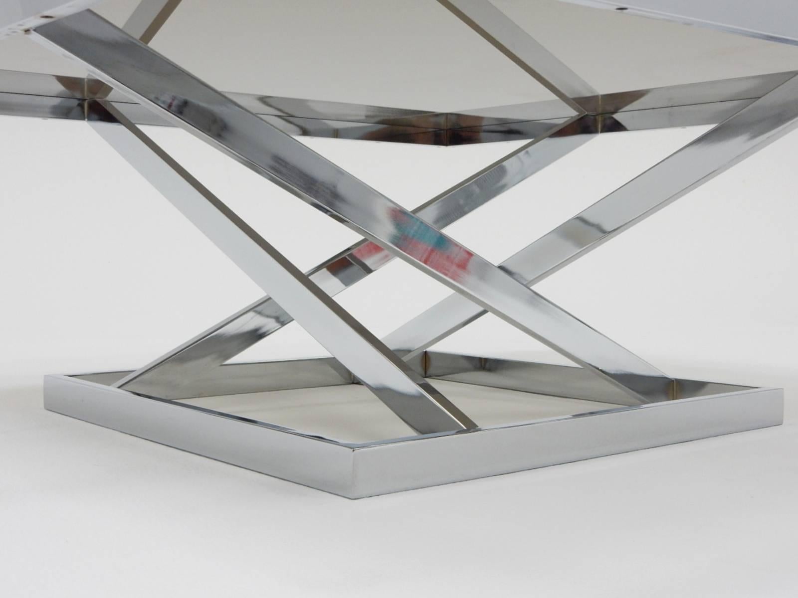 1970s Architectural Chrome Coffee Table in the stule of Milo Baughman by DIA In Excellent Condition In Las Vegas, NV