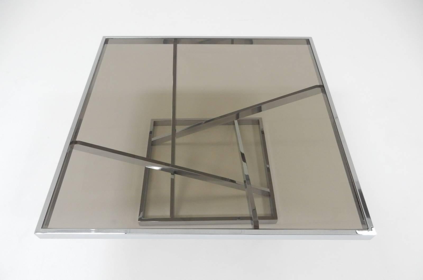 1970s Architectural Chrome Coffee Table in the stule of Milo Baughman by DIA 1