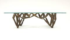 Mid-Century Modernist Abstract Dripping Bronze Sculpture Coffee Table