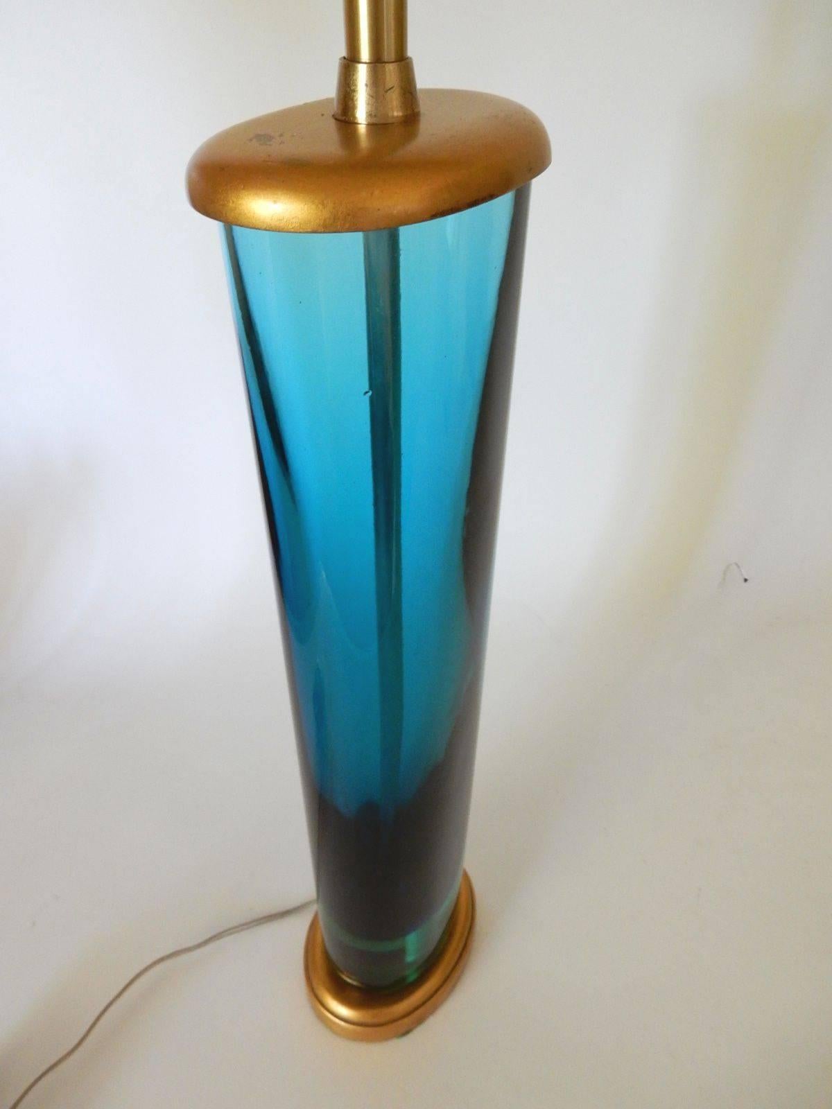 Mid-Century Modern 1950s Flavio Poli Sommerso Art Glass Vase Lamp Murano Seguso