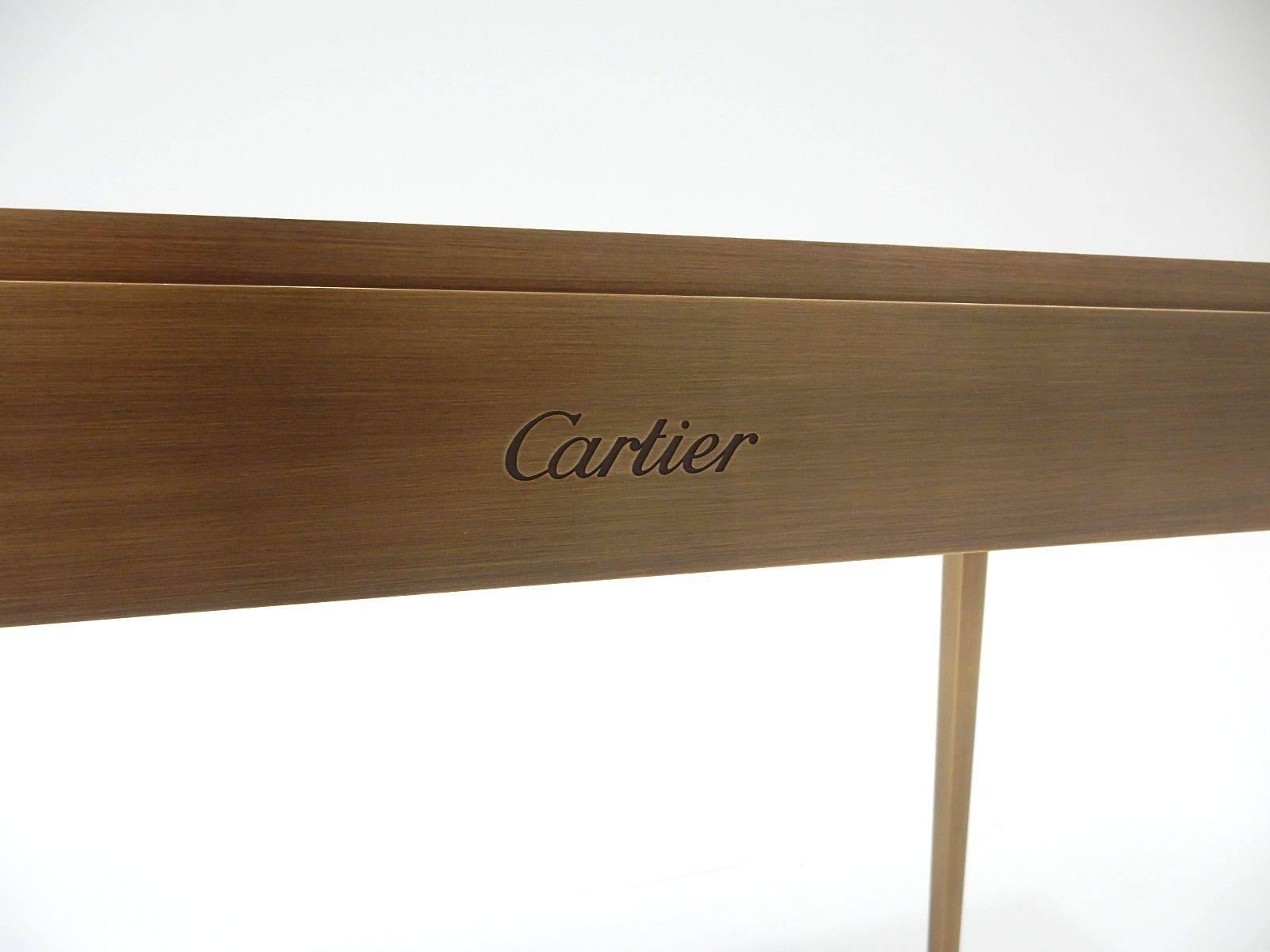 20th Century Vintage Bronze and Leather Letter Desk for Cartier of Paris