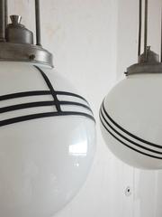 1930s Art Deco Large Theater Pendant Chandelier Lamps, Pair