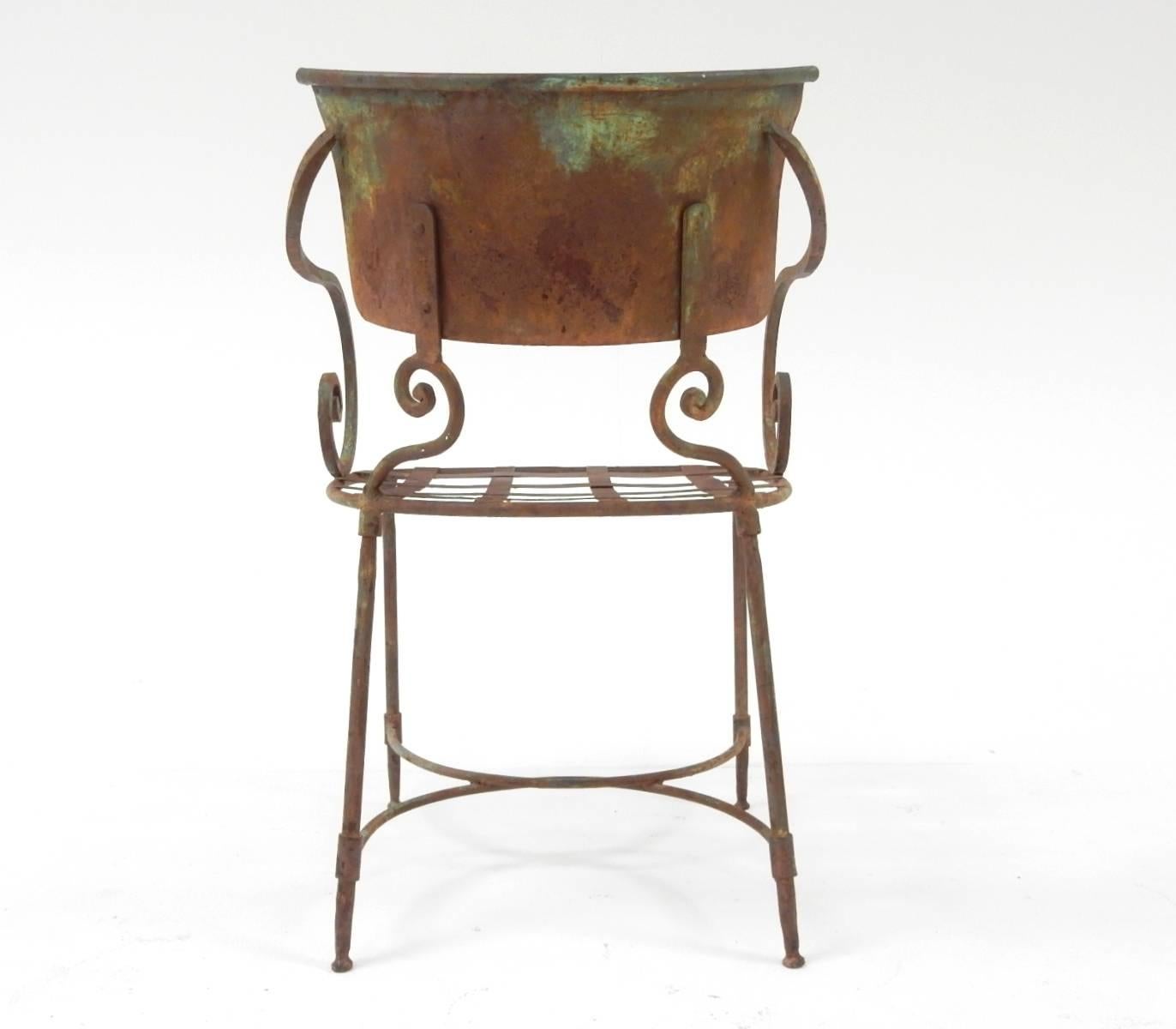 Metal French Art Nouveau Sculptural Iron Garden Patio Chairs