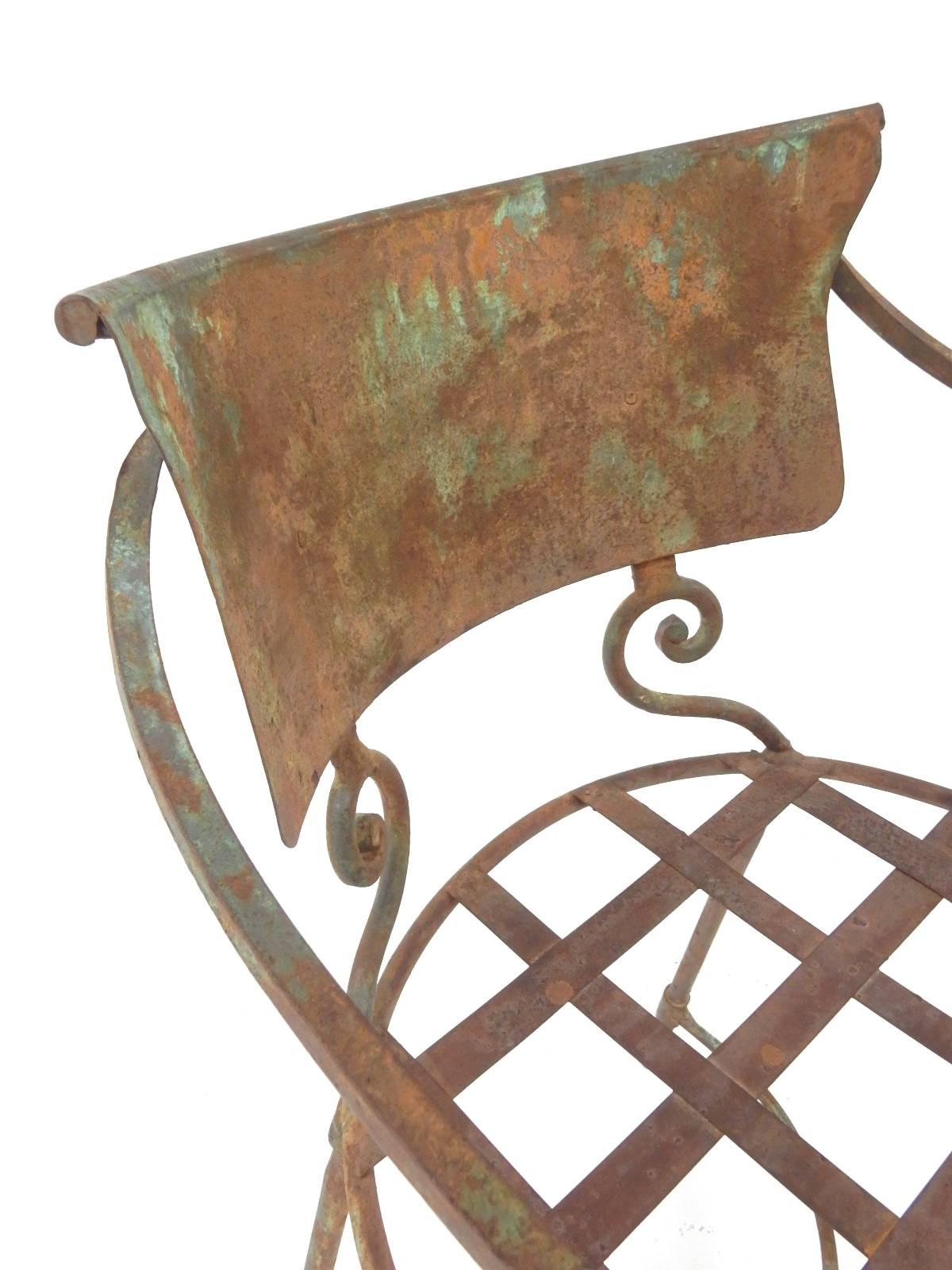French Art Nouveau Sculptural Iron Garden Patio Chairs 1
