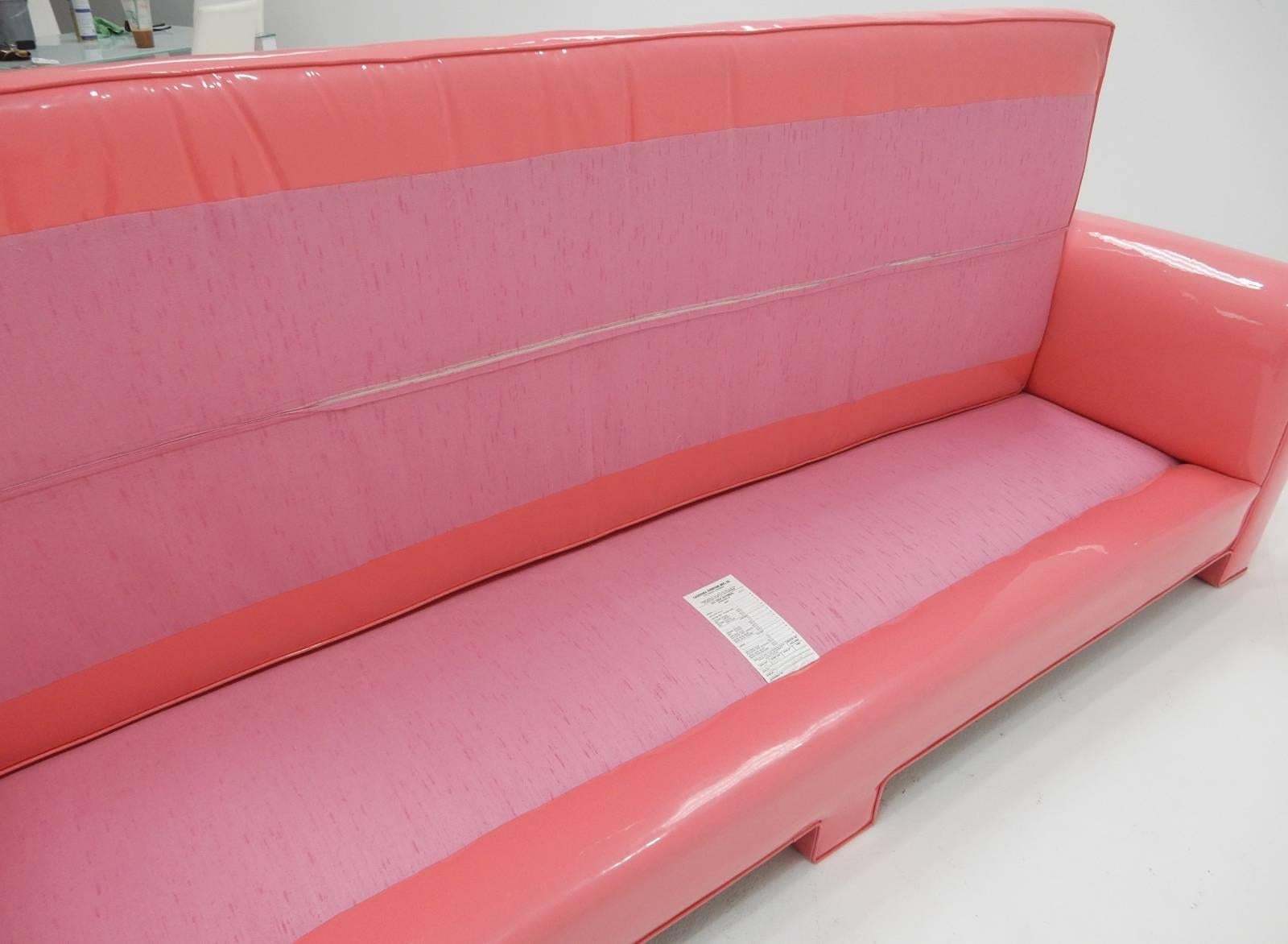 Mid-Century Modern Mid Century Sofa Bench in Pink Naugahyde by California Furniture 1974