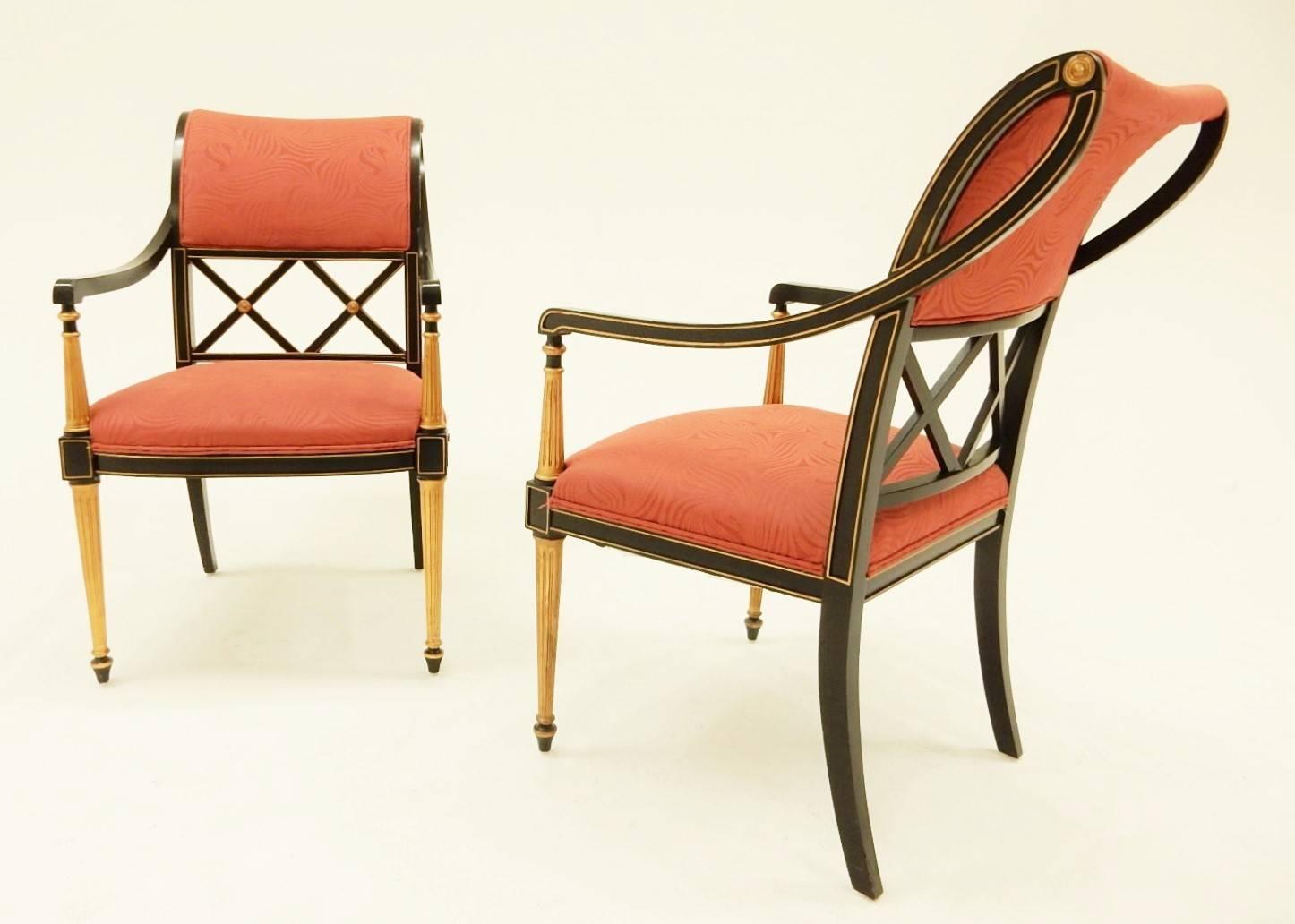 Set of 12 Dorothy Draper Design for Henredon Regency Dining Chairs For