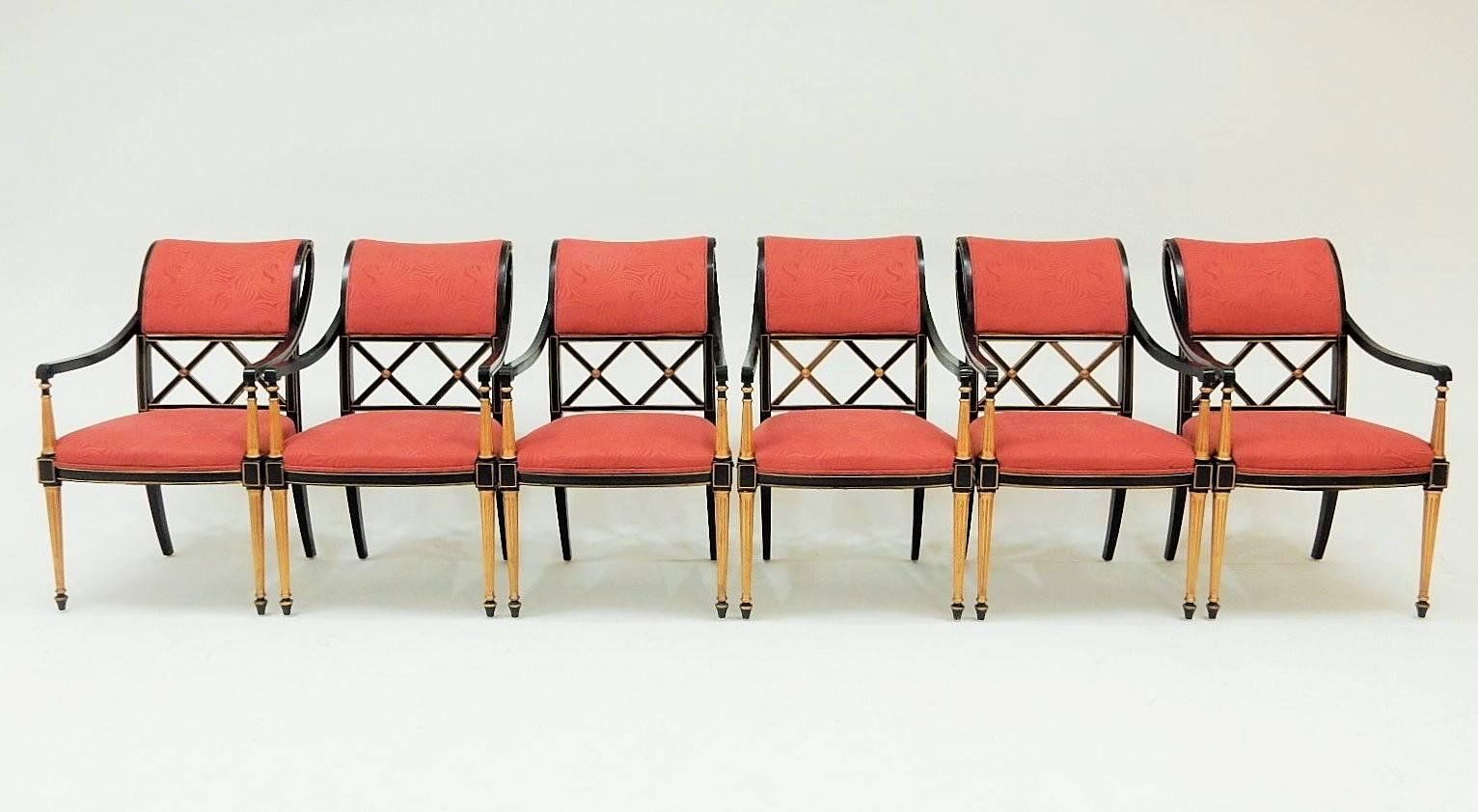 20th Century Set of 12 Dorothy Draper Design for Henredon Regency Dining Chairs