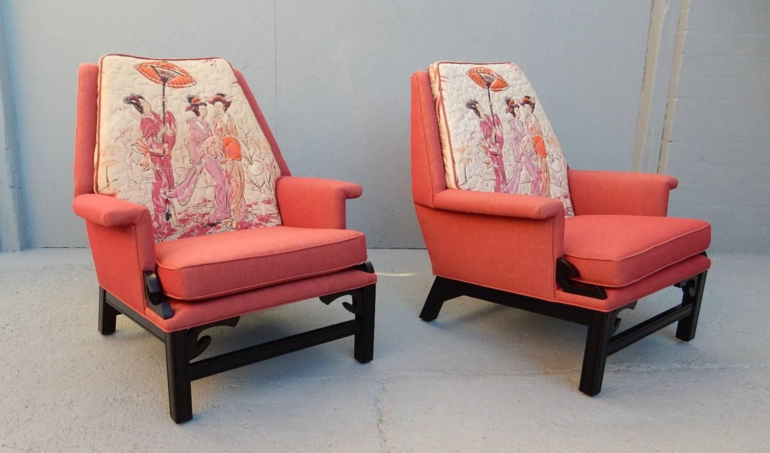 1950s style of James Mont Design Asian Modern Lounge Chairs Geisha Girl 1