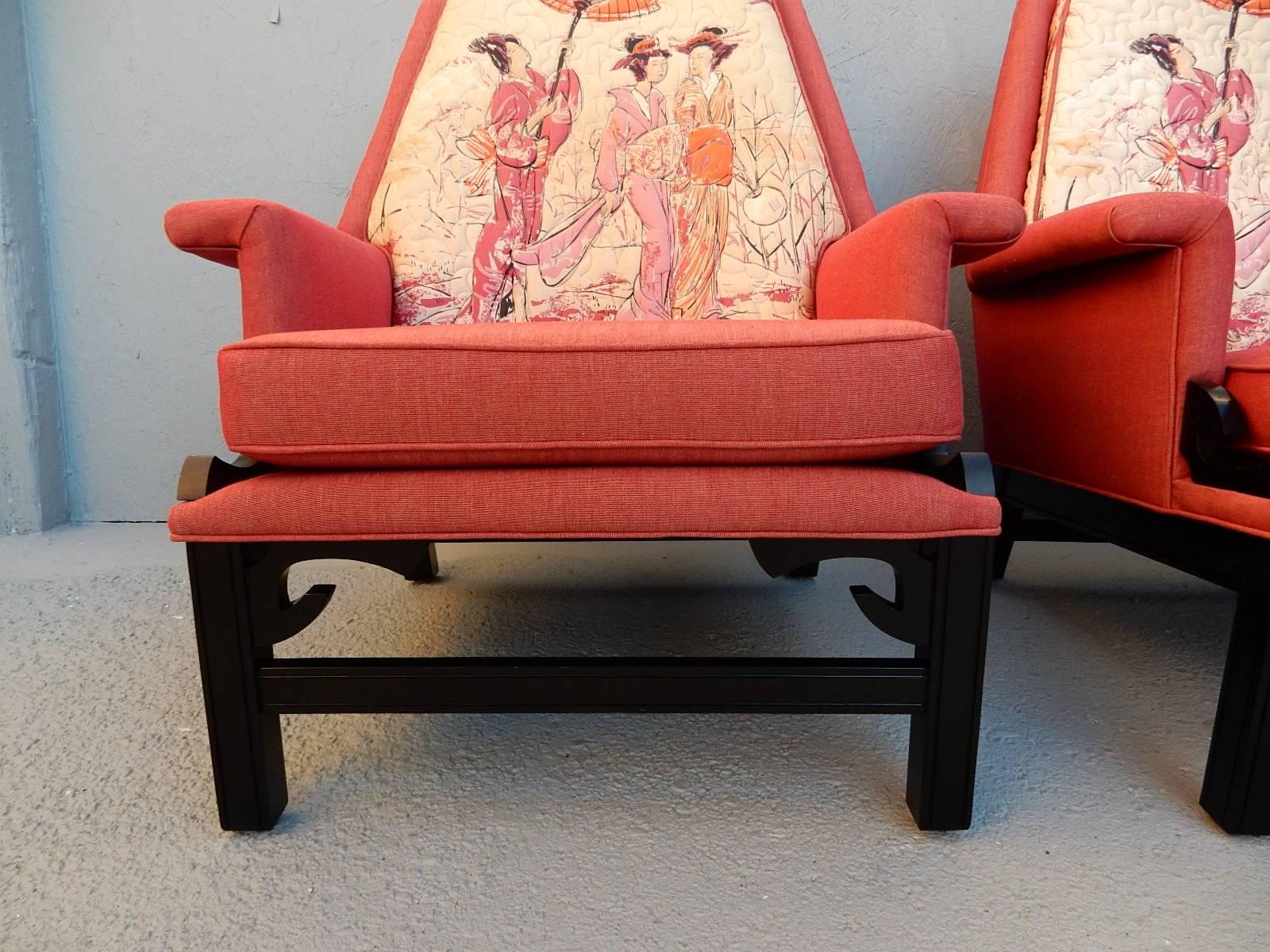 1950s style of James Mont Design Asian Modern Lounge Chairs Geisha Girl 2