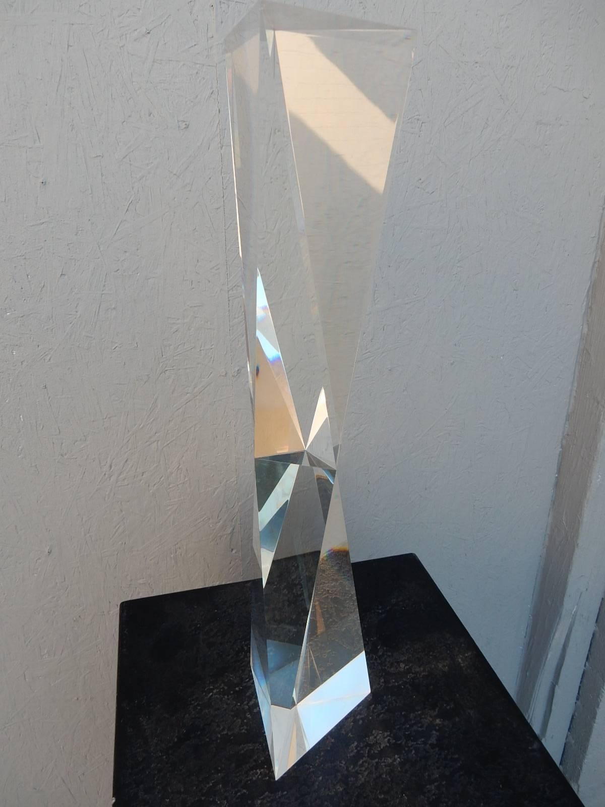 Late 20th Century 1970s Alessio Tasca Lucite Prism Tower Sculpture, Signed