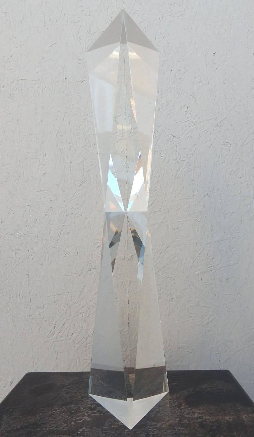 1970s Alessio Tasca Lucite Prism Tower Sculpture, Signed In Good Condition In Las Vegas, NV