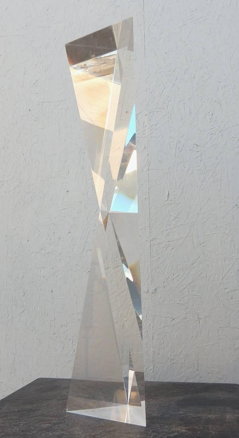 Mid-Century Modern 1970s Alessio Tasca Lucite Prism Tower Sculpture, Signed