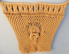 1960s Jute Macrame Hippie Wall Art Tapestry Sculpture