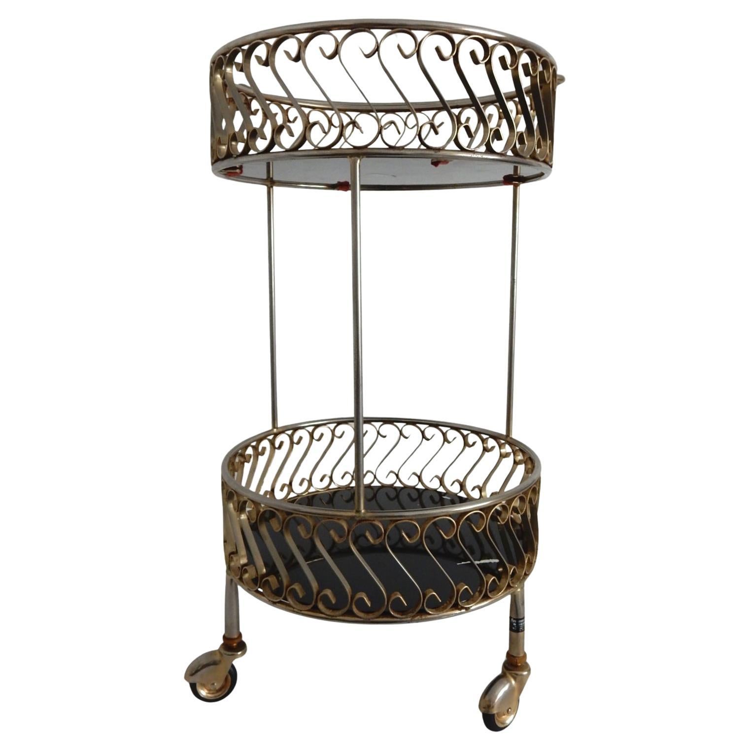Mid-20th Century French Art Deco Bar Trolley Cart by Ferronnerie D'art, Paris For Sale