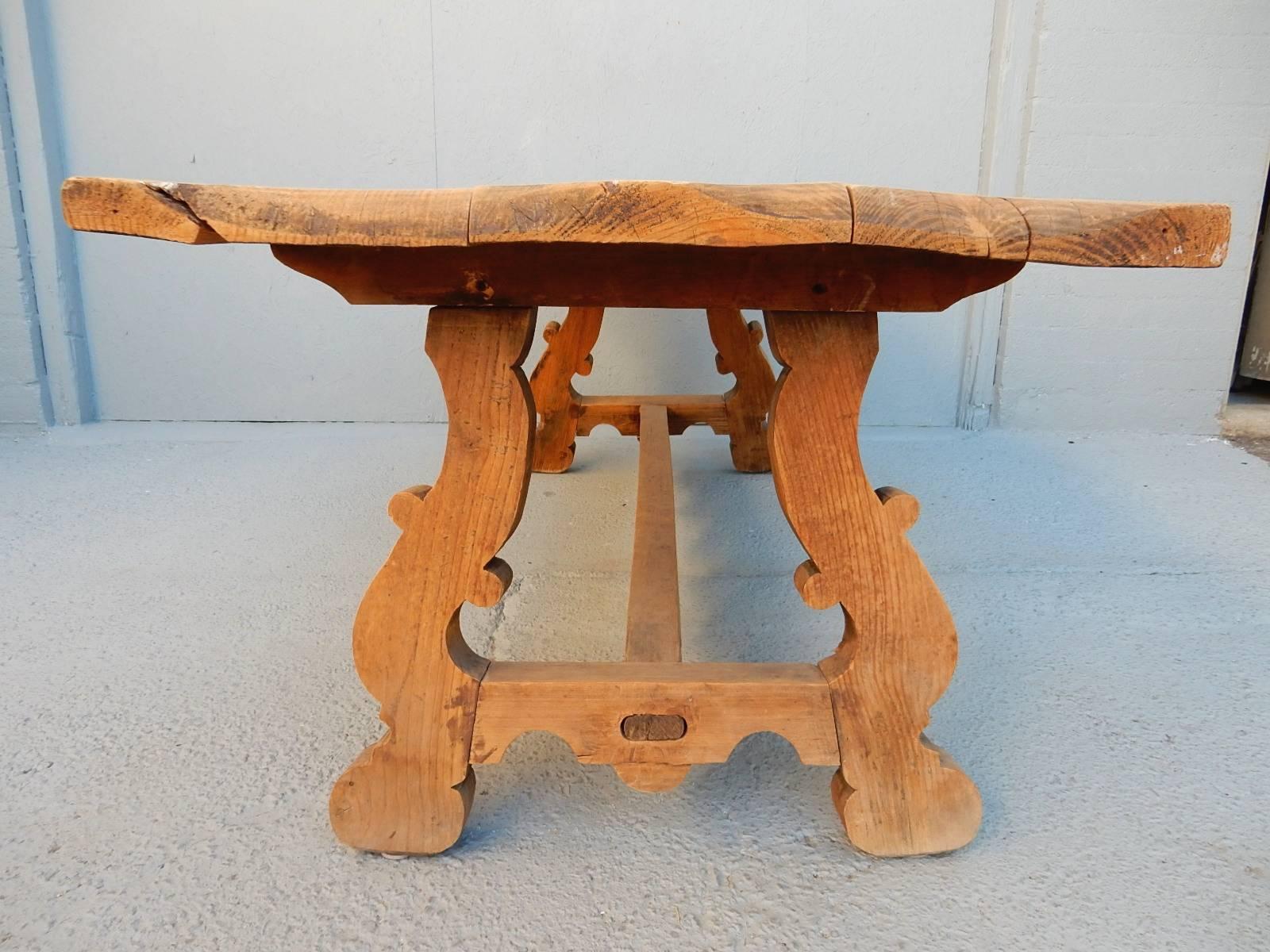 American Colonial Early 1900s Primitive Antique Farm Dining Table
