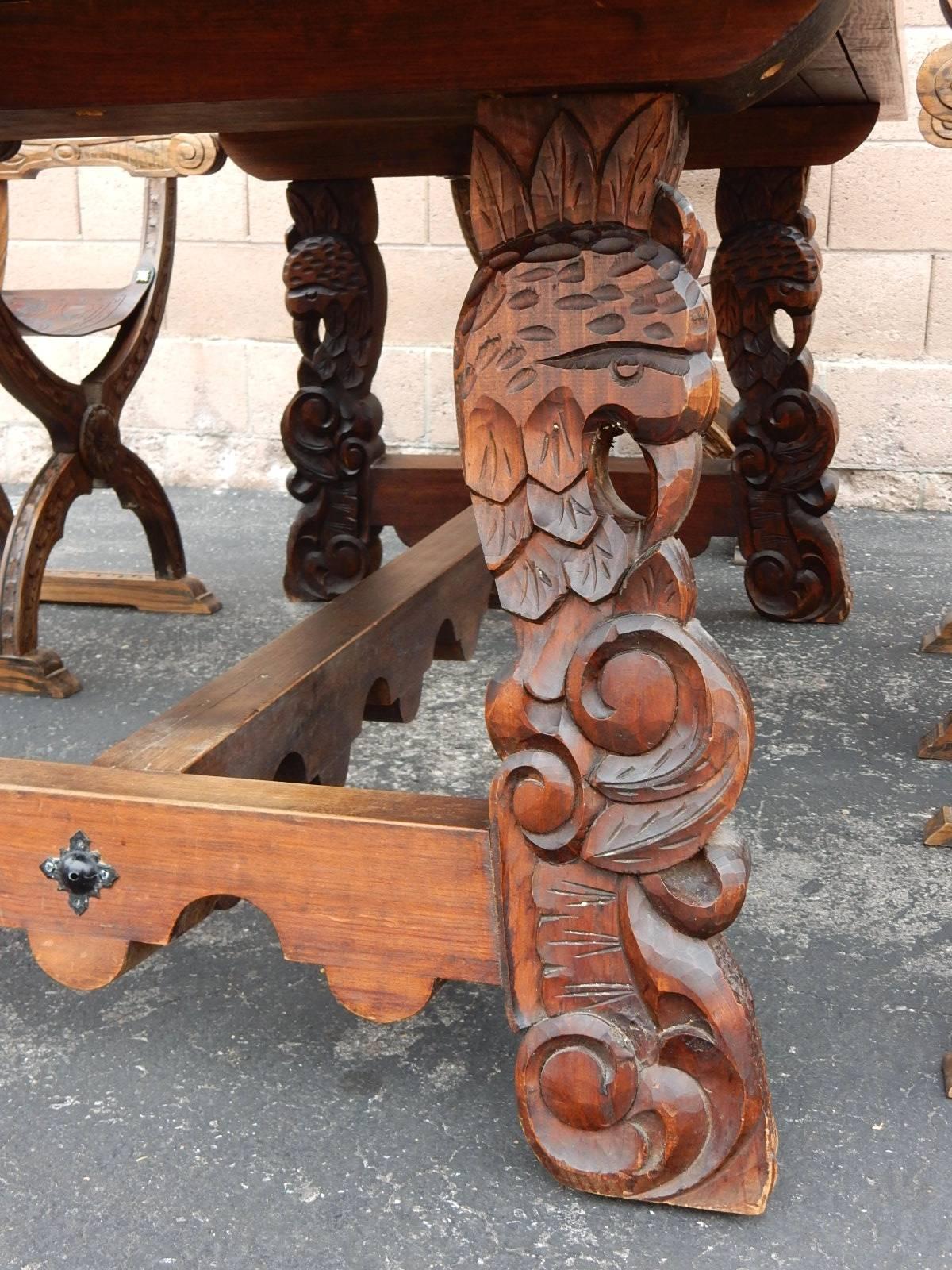 carved wood dining table