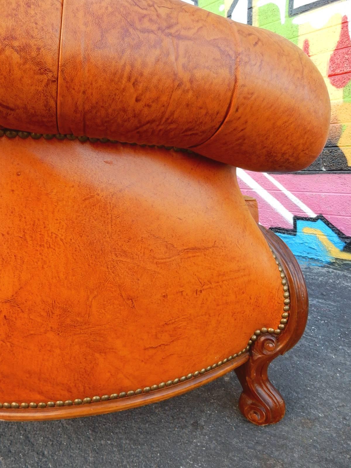 1950's Tufted Leather Chesterfield Sofa In Good Condition In Las Vegas, NV