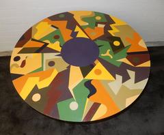 Mid-Century Modern Saarinen Style Tulip Dining Table Abstract Painting
