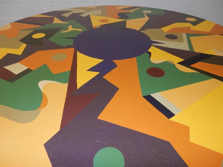 Mid Century Modern Saarinen Style Tulip Dining Table Abstract Painting In Good Condition For Sale Mid Century Modern Saarinen Style Tulip Dining Table Abstract Painting In Good Condition For Sale