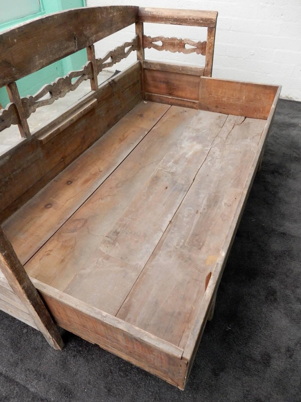 Antique Primitive Trundle Daybed Bench, Sweden, 1800s at 1stDibs