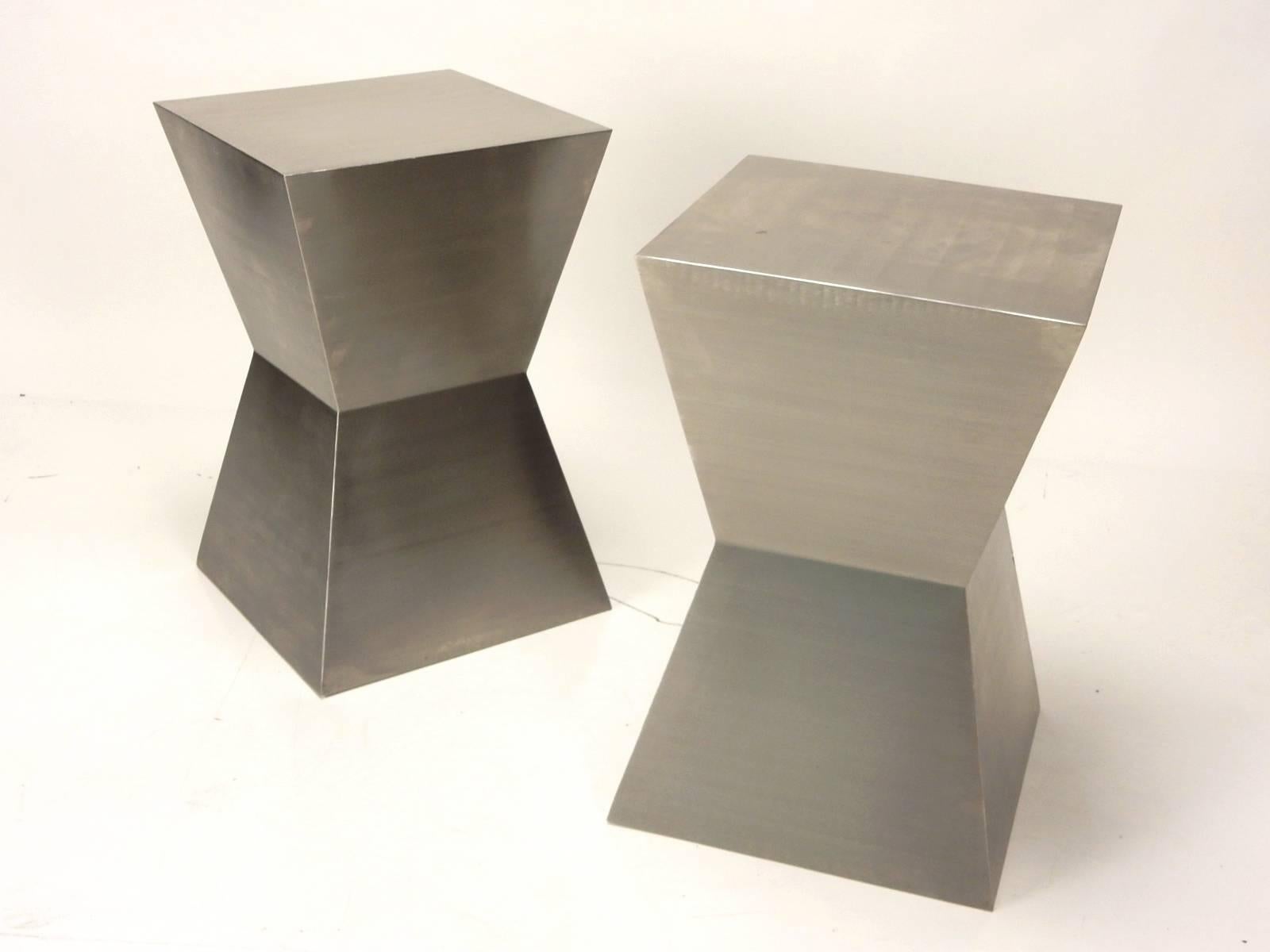 Modern Six Custom Stainless Steel Cubist Sculpture Stools or Tables
