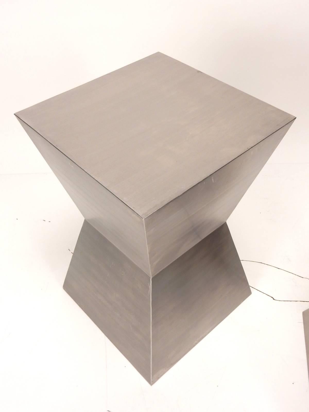 Six Custom Stainless Steel Cubist Sculpture Stools or Tables In Excellent Condition In Las Vegas, NV
