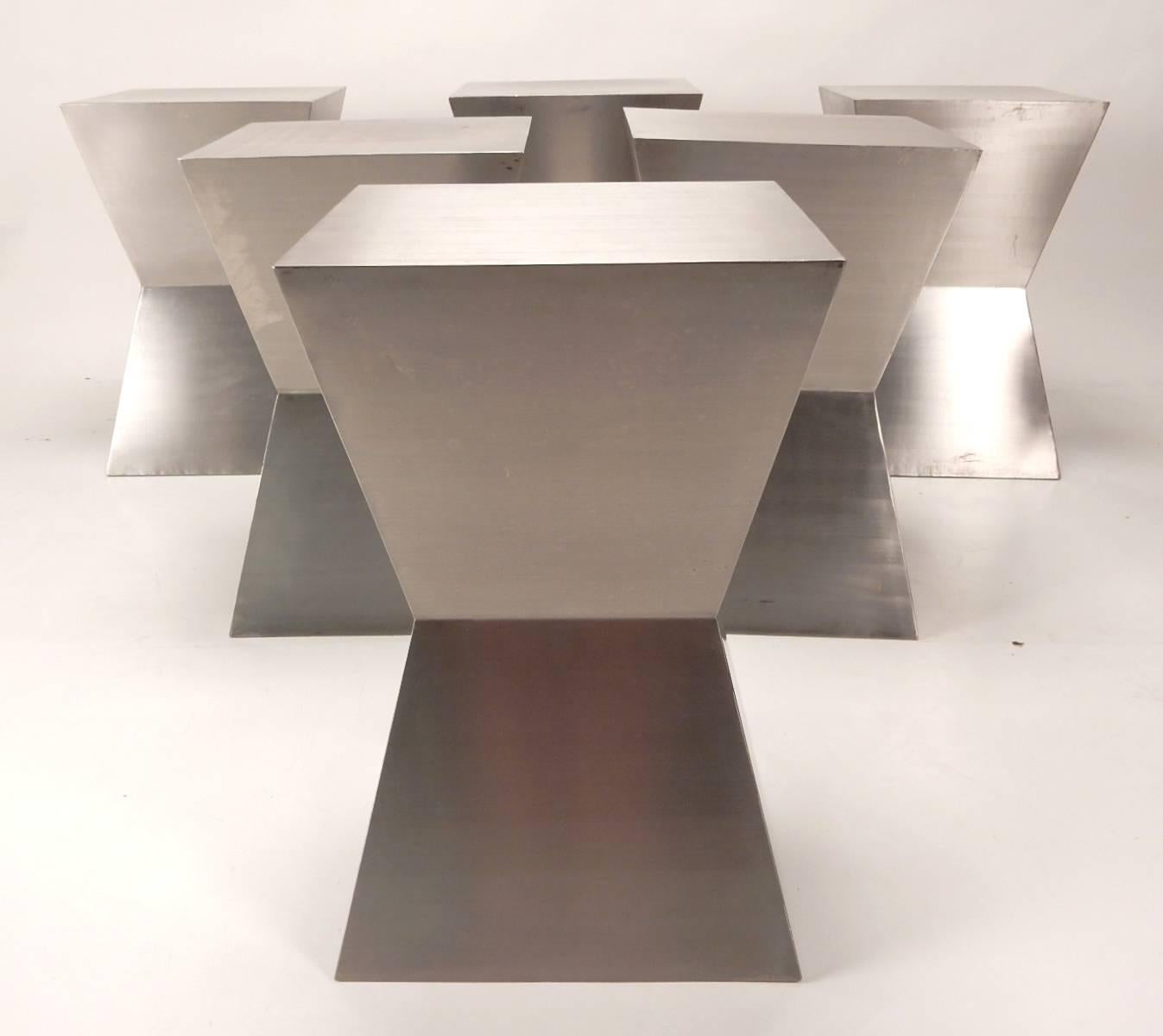 Contemporary Six Custom Stainless Steel Cubist Sculpture Stools or Tables