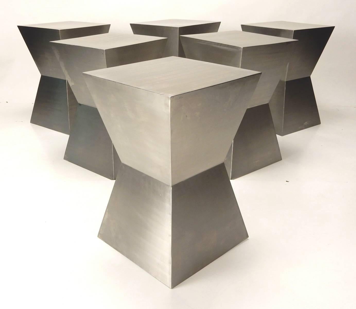 Six Custom Stainless Steel Cubist Sculpture Stools or Tables 1