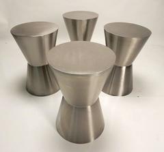 Four Stainless Steel Hourglass Sculptural Stools or Tables