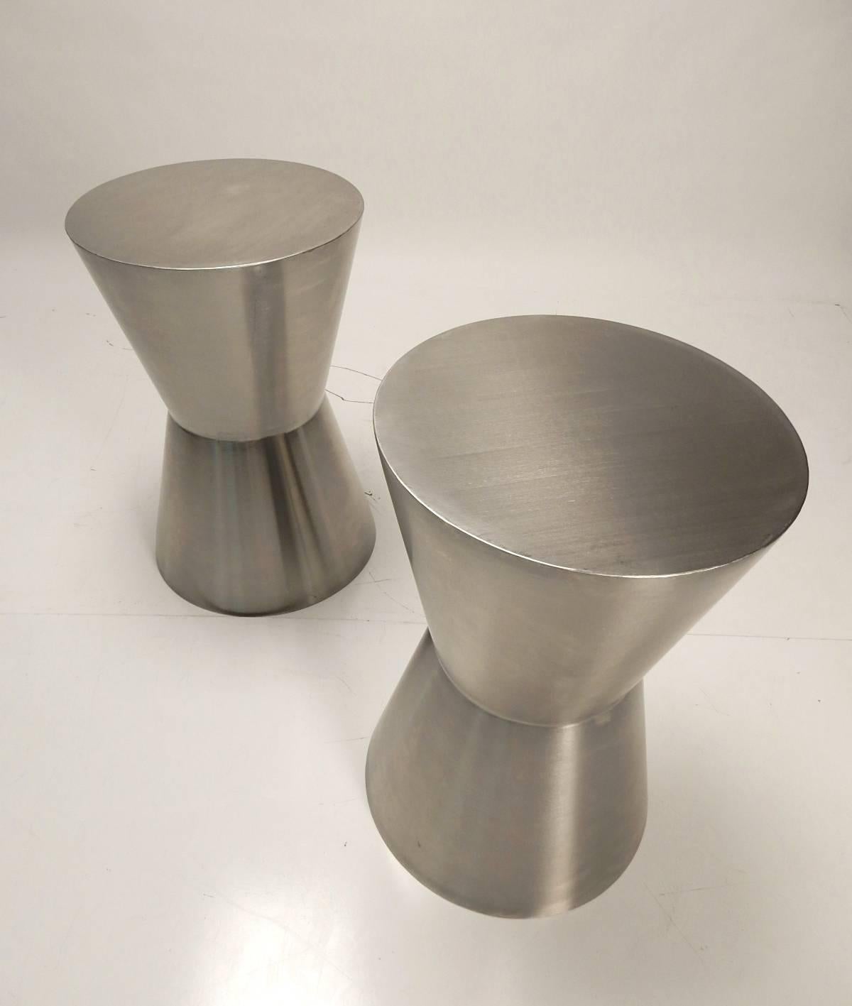 Modern Four Stainless Steel Hourglass Sculptural Stools or Tables
