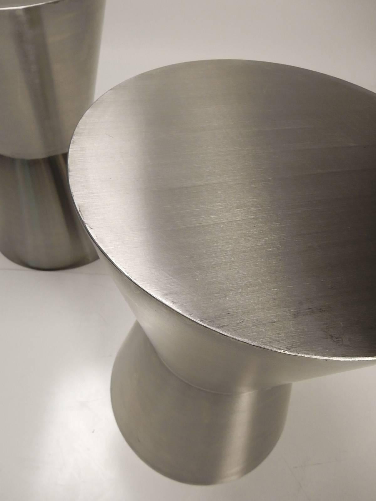 Contemporary Four Stainless Steel Hourglass Sculptural Stools or Tables
