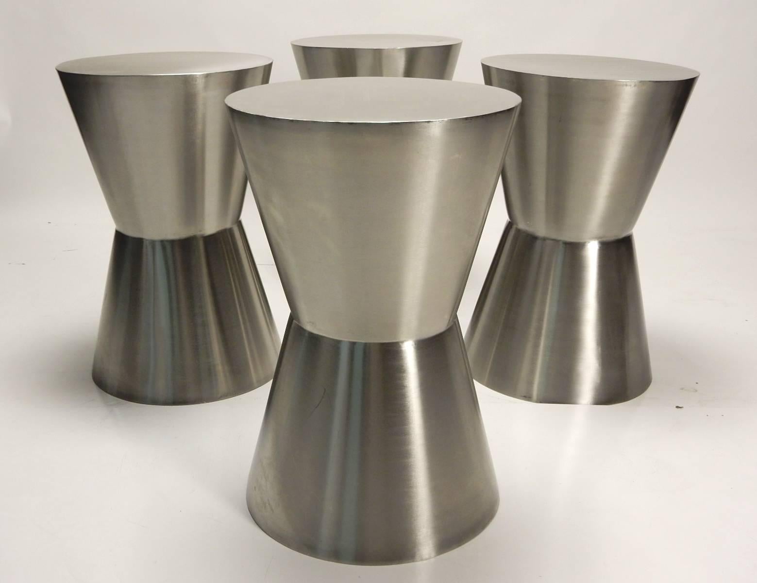Four Stainless Steel Hourglass Sculptural Stools or Tables 1