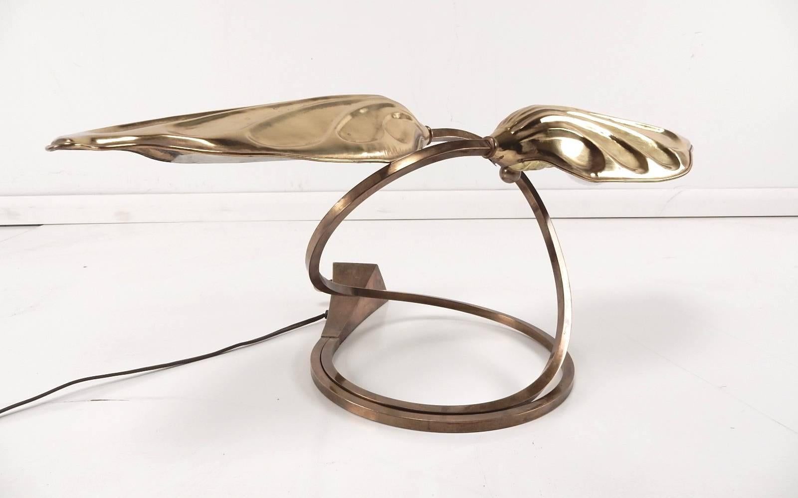 Italian Brass Leaf Sculpture Lamp by Carlo Giorgi In Excellent Condition In Las Vegas, NV