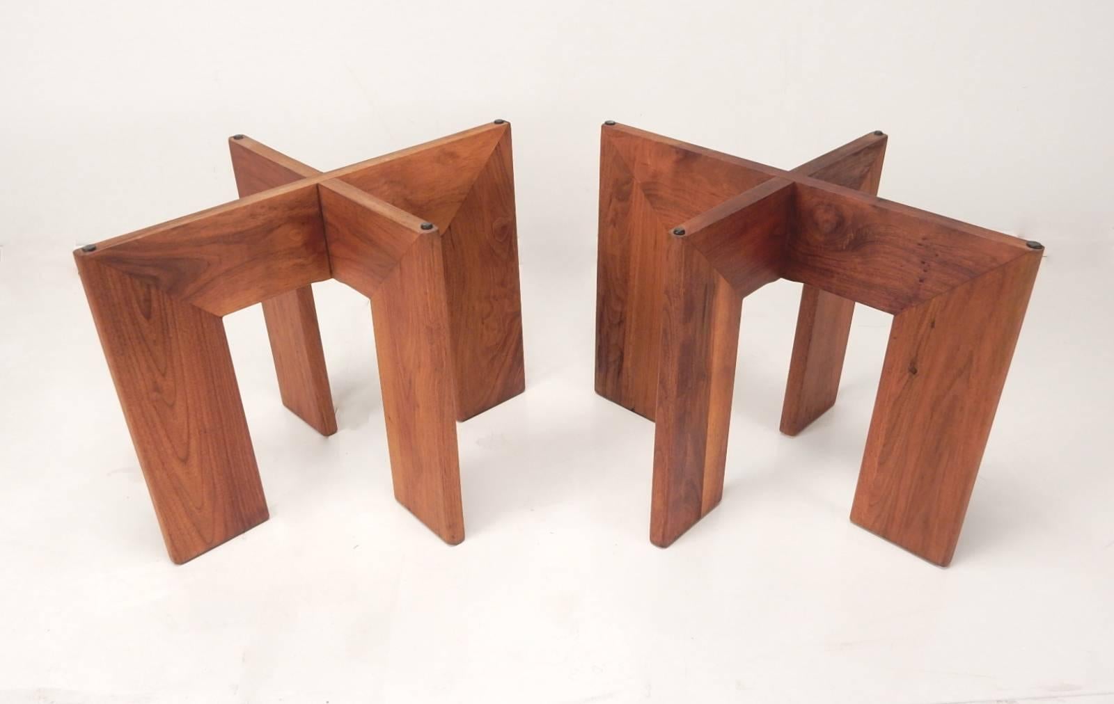 Mid-20th Century Mid-Century Adrian Pearsall Black Slate and Walnut Side Tables