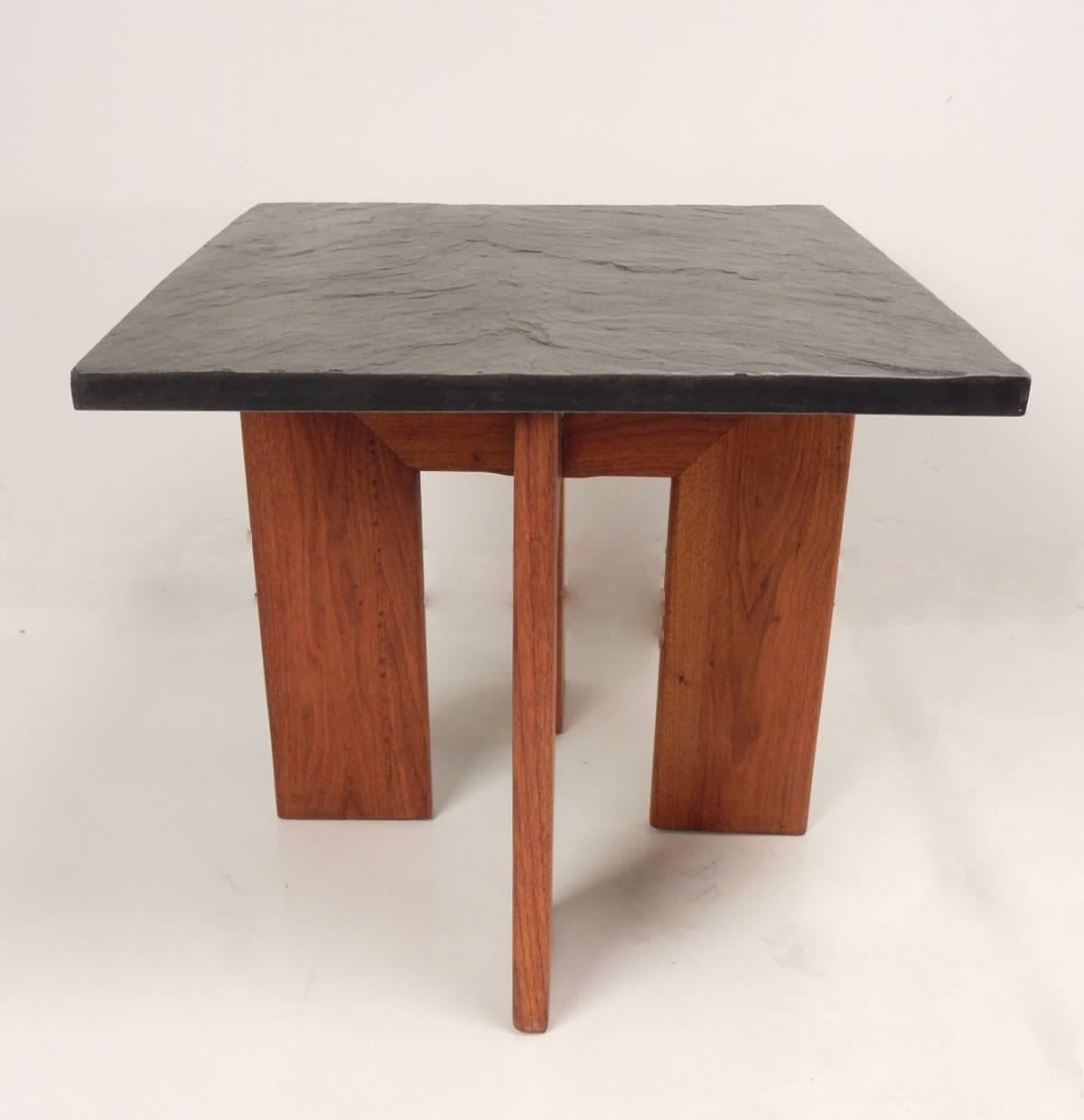 Mid-Century Modern Mid-Century Adrian Pearsall Black Slate and Walnut Side Tables