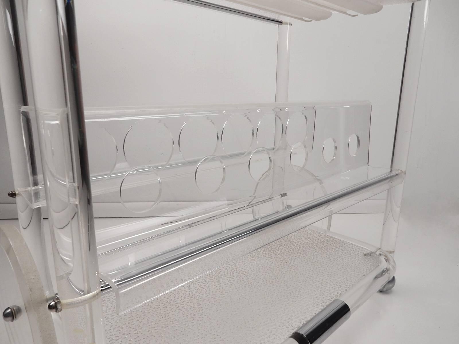 Mid-Century Lucite and Chrome Bar Serving Cart 1