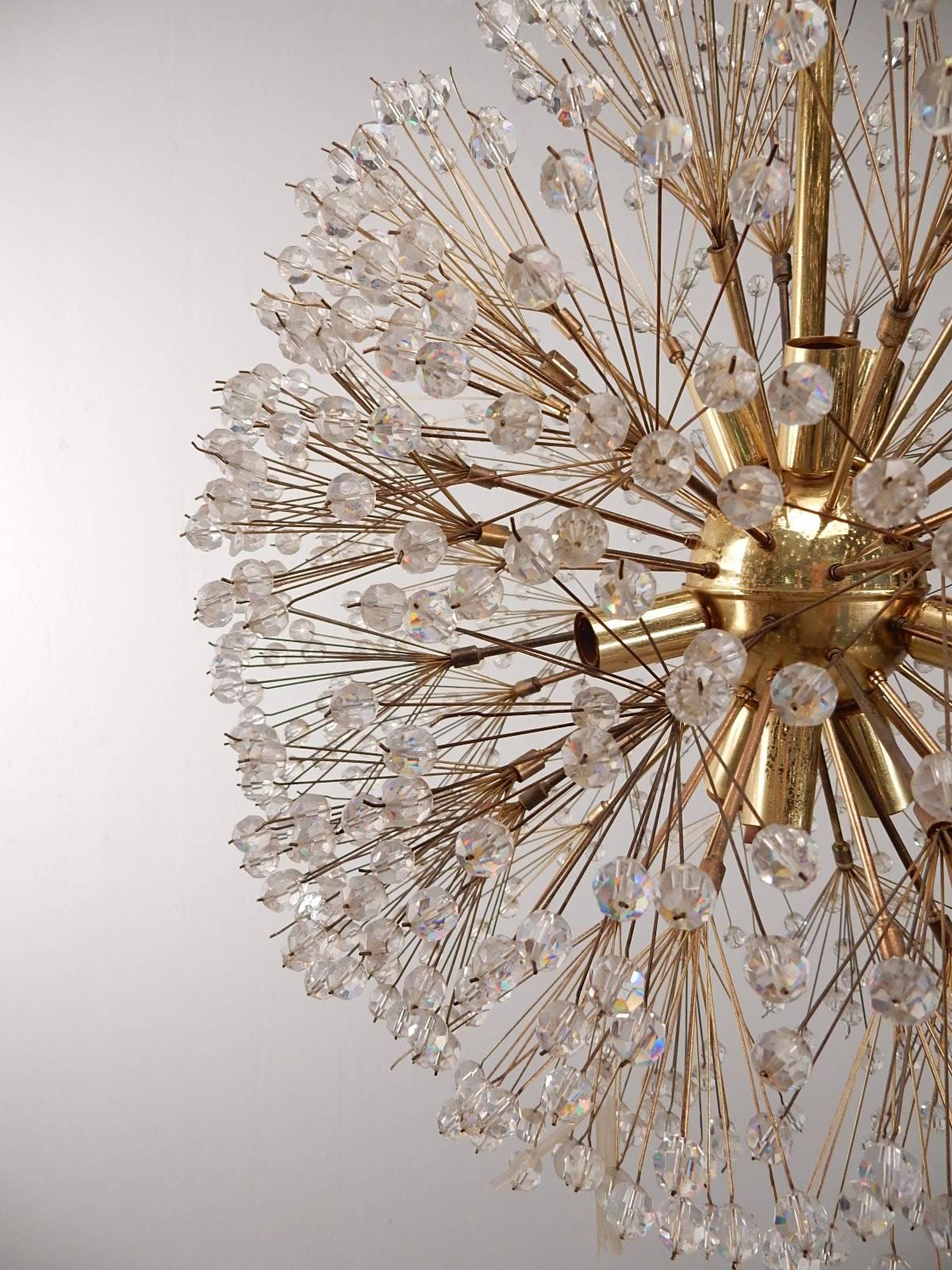 Gorgeous glass crystal chandelier in the style of Emil Stejnar, circa 1960s.
Measure: 18in. wide/tall. Perfect working order. Requires nine candle size bulbs.