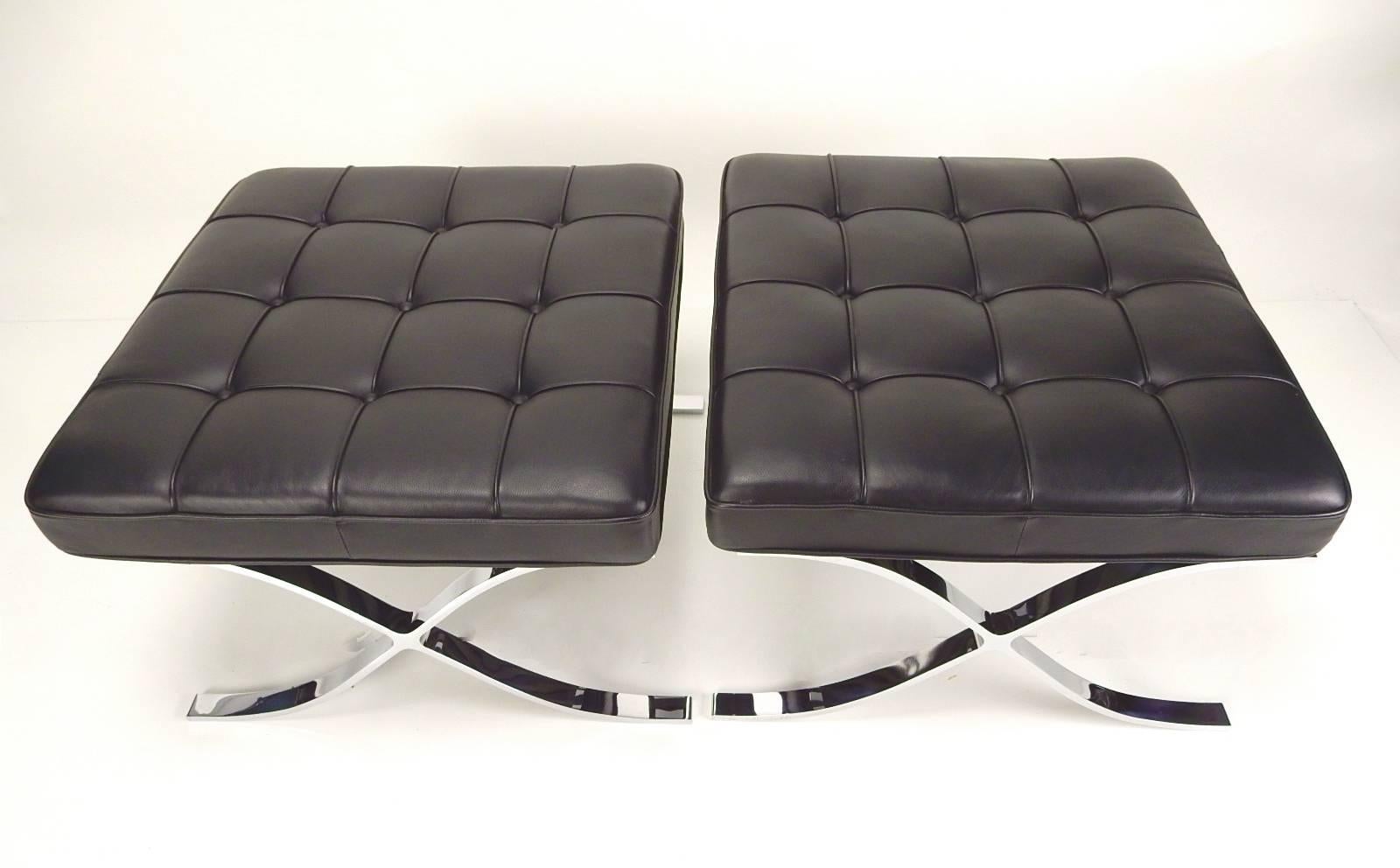 Bauhaus Barcelona Chair Ottomas by Ludwig Mies van der Rohe for Knoll
