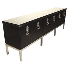 8 foot Lacquered Credenza Cabinet in Style of Tommi Parzinger