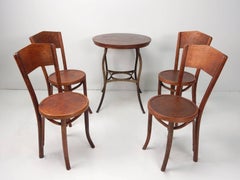 Depression Era Bentwood Cafe Bistro Table and Four Chairs