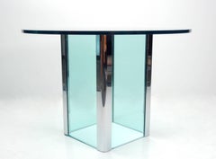 Leon Rosen design for Pace Glass and Chrome Foyer Table