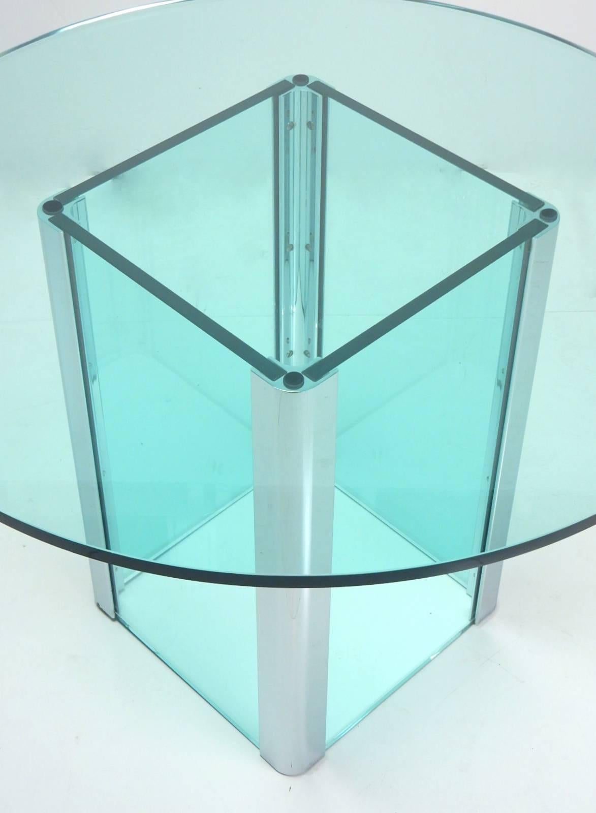 Mid-Century Modern Conception de Leon Rosen pour Pace Glass et Chrome Foyer Table en vente